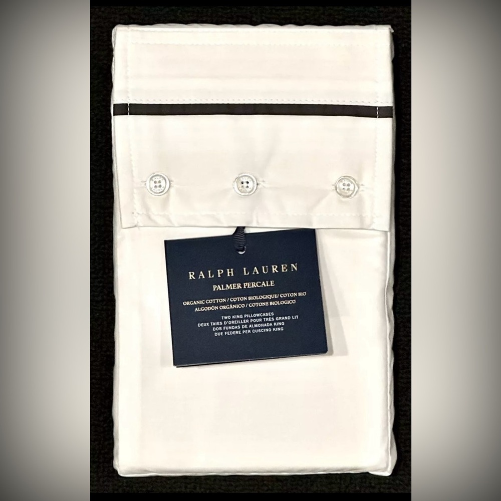 NEW $140 RALPH LAUREN HOME KING PILLOWCASES 464 TC PERCALE LOFT GRAY